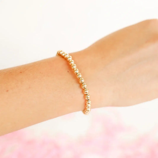 5MM Gold Beaded Bracelet: Standard 6.75 inch