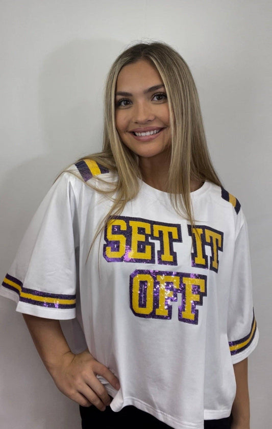 Set It Off Oversized Sequin Jersey Tee