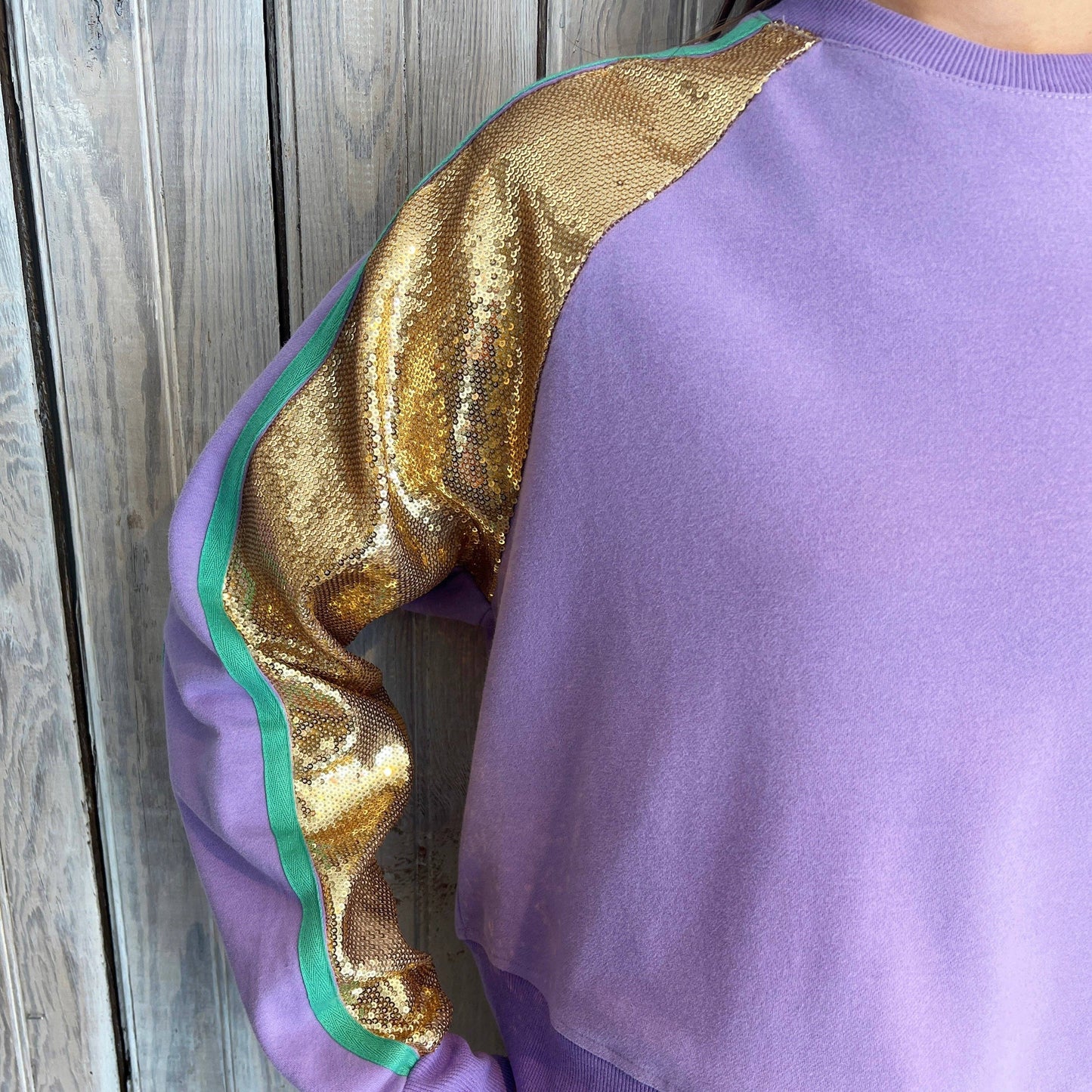 Gold Sequin Lavender Mardi Sweatshirt