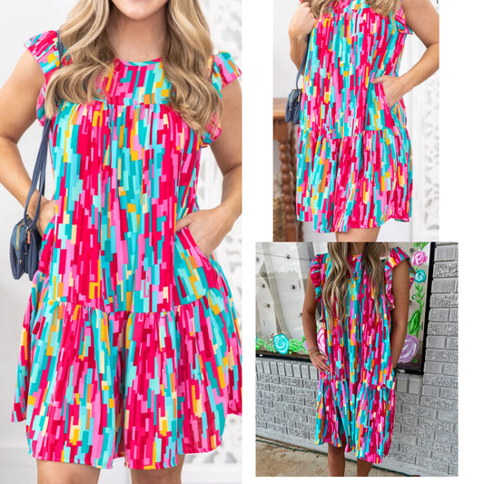 Tiered Abstract Dress