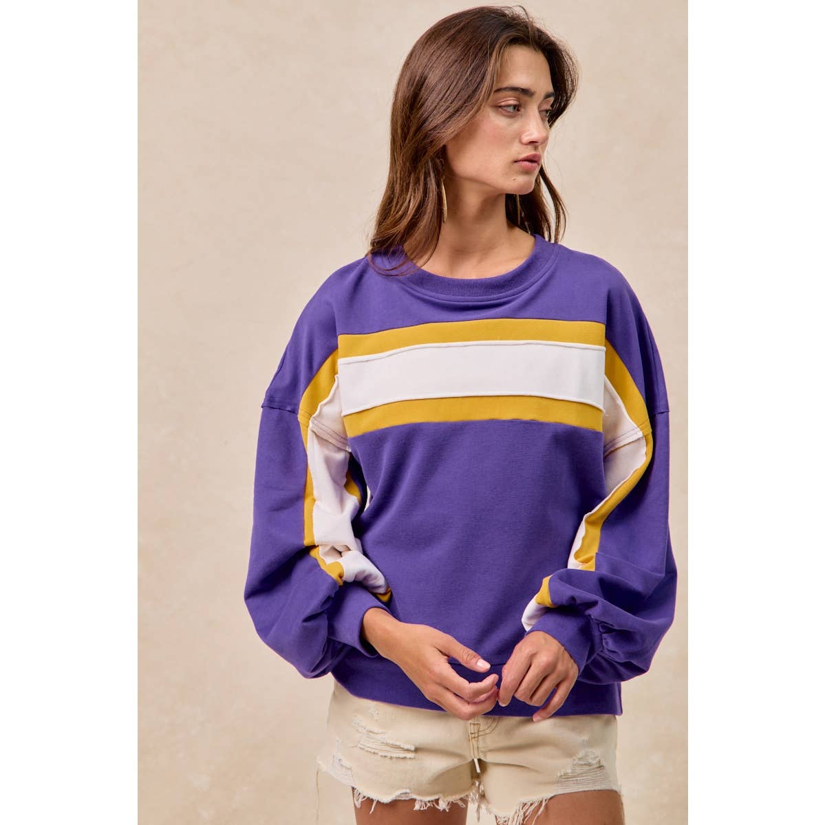 GAMEDAY THEME FRENCH TERRY COLOR BLOCK TOP: