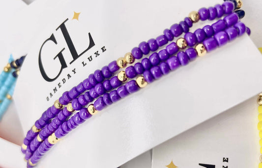 Glass Seed Dark Pruple bracelet set of 3