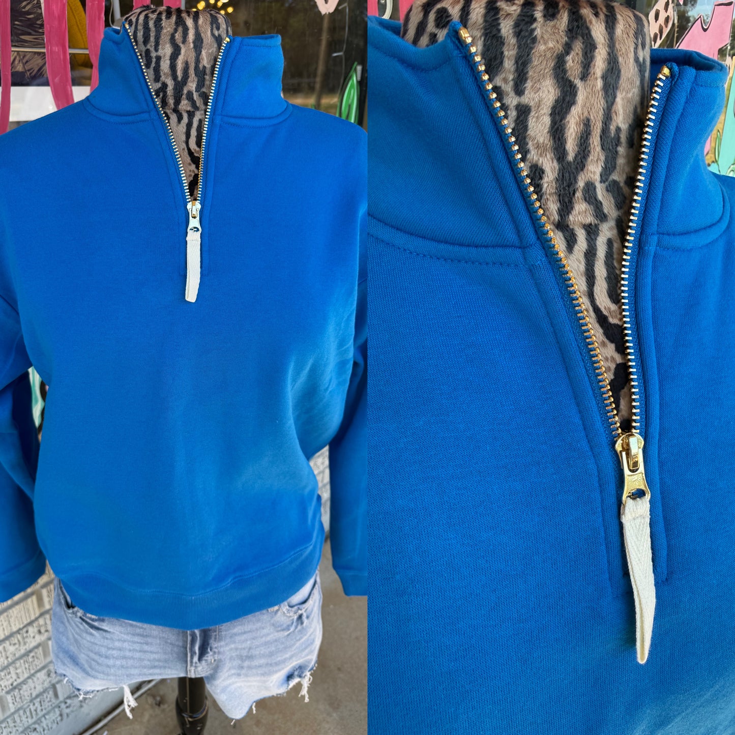 Royal - Gold Zipper Quarter Zip Pullover