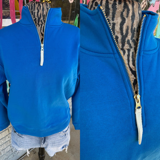 Royal - Gold Zipper Quarter Zip Pullover
