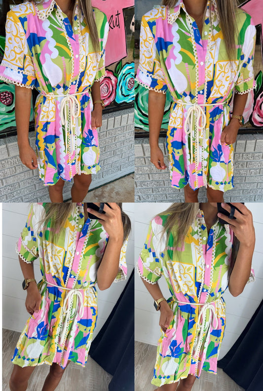 Adventure Awaits Abstract Mini Dress
