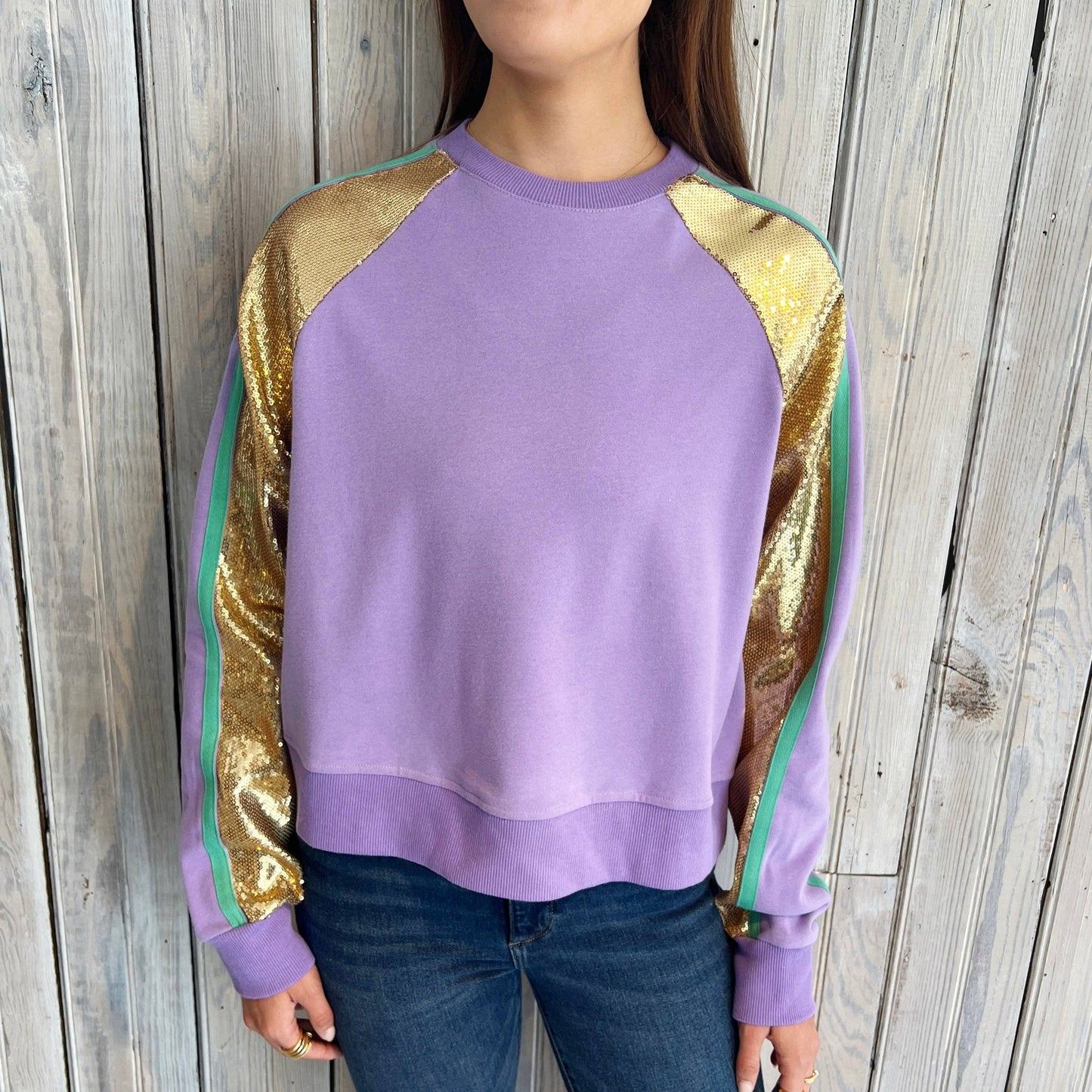 Gold Sequin Lavender Mardi Sweatshirt