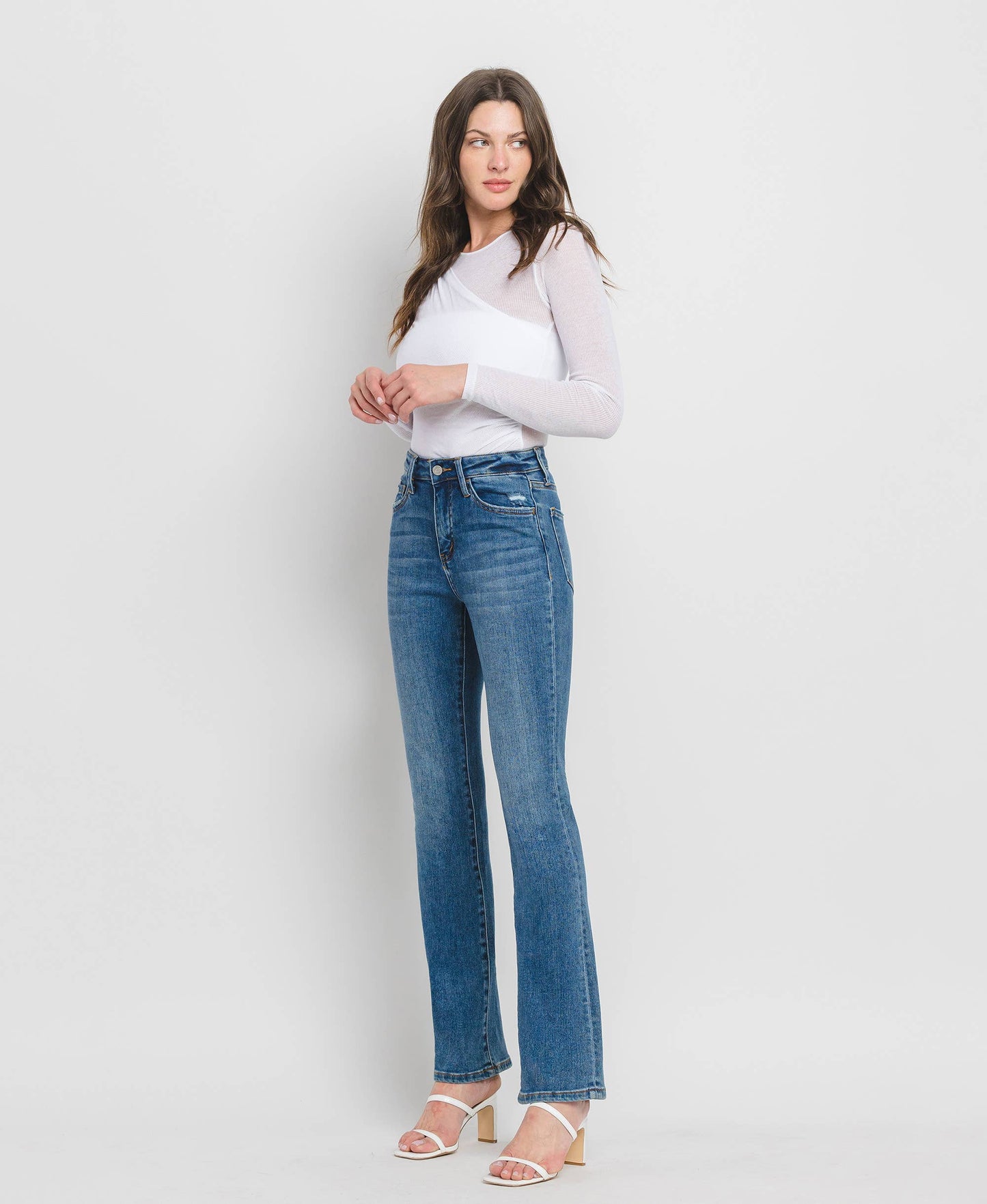 HIGH RISE BOOTCUT JEANS SHINING