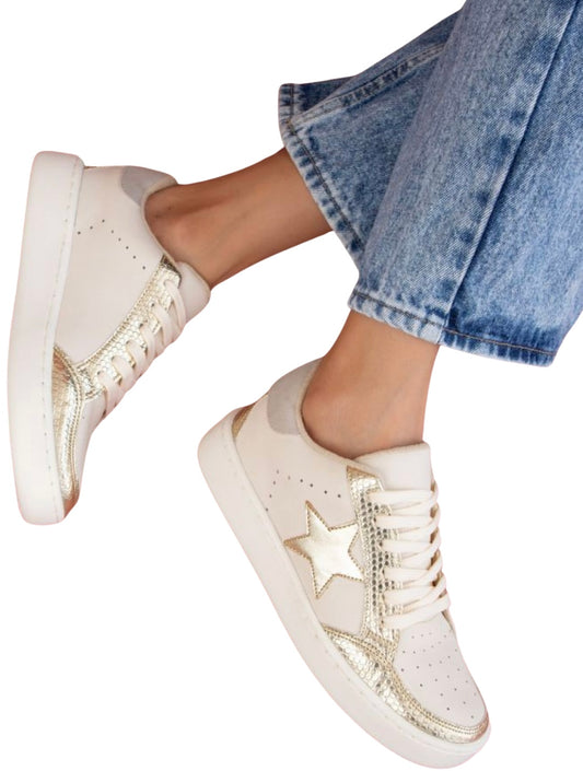 Gold / White Star Sneakers
