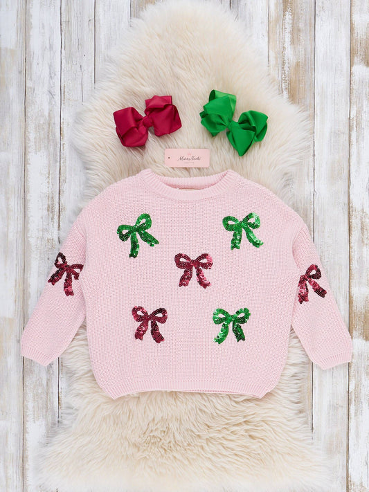 Sweet Christmas Bows Oversized Sweater