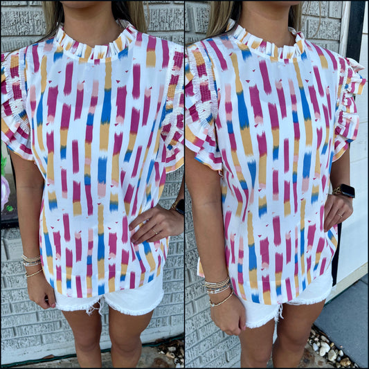 Candy Pink Abstract Top