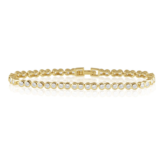 Bezel Tennis Bracelet: Gold / 7.0"