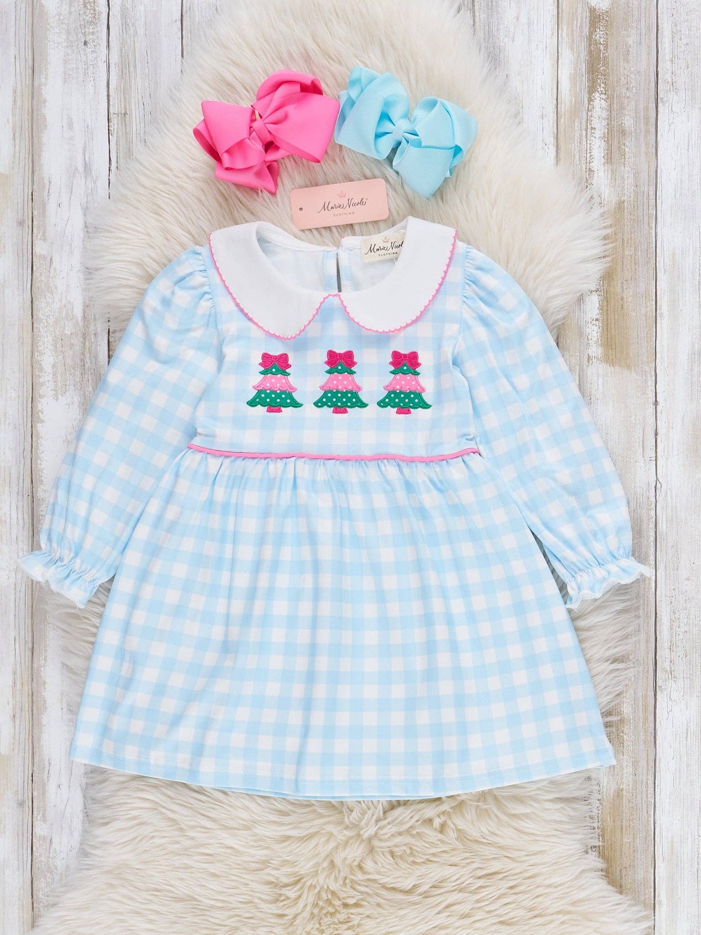 Winter Wonderland Embroidered Gingham Dress