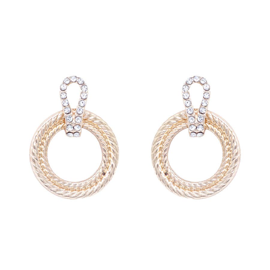 Gold Textured Circle 1.25" Hoop Earring