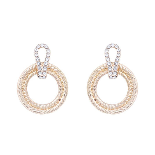 Gold Textured Circle 1.25" Hoop Earring