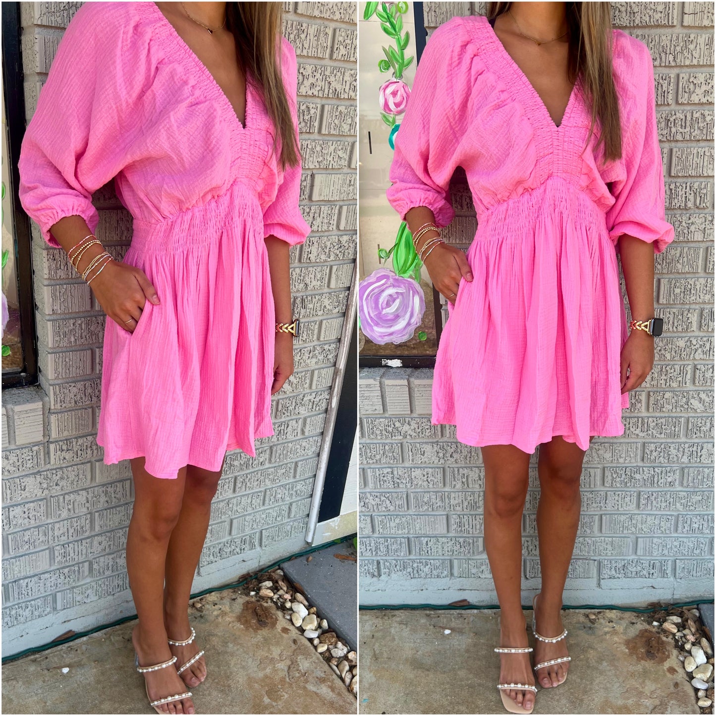 Candy Pink Smocked Romper