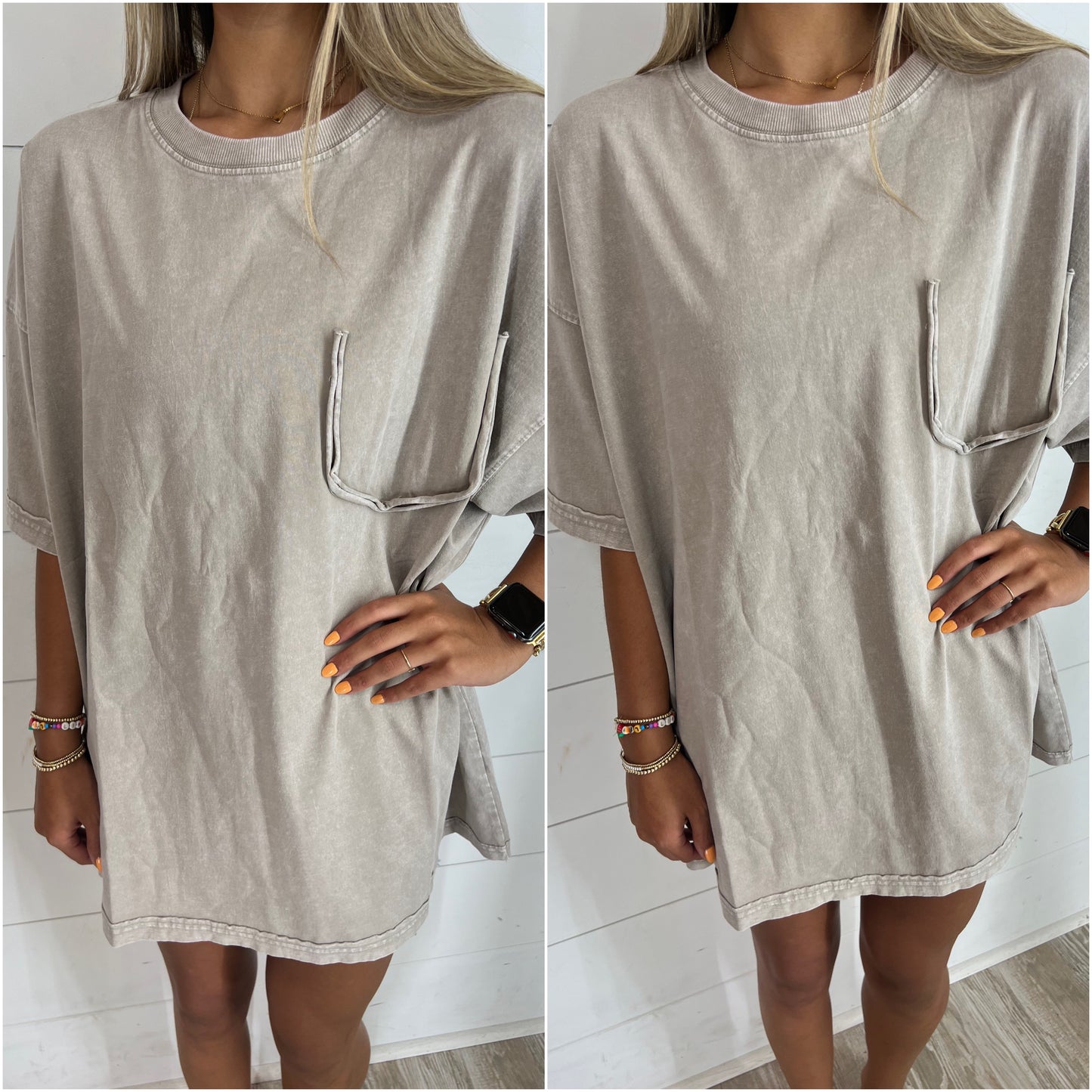 Oversized Tan Mineral Wash Tee