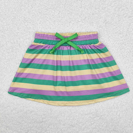 Girls Mardi Gras Striped Skorts