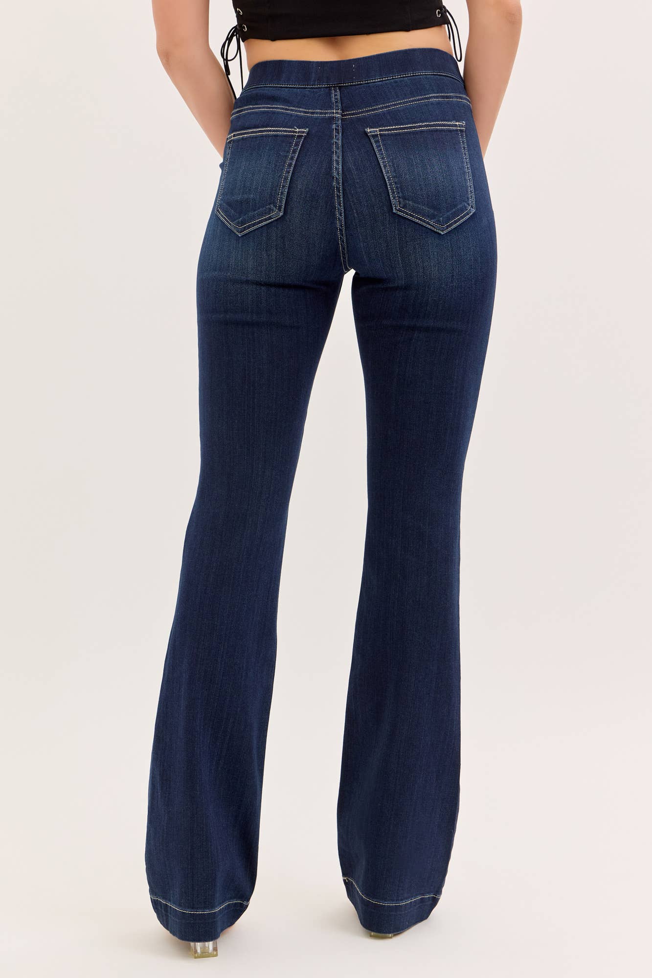 High Rise Dark Pull On Flare Jegging