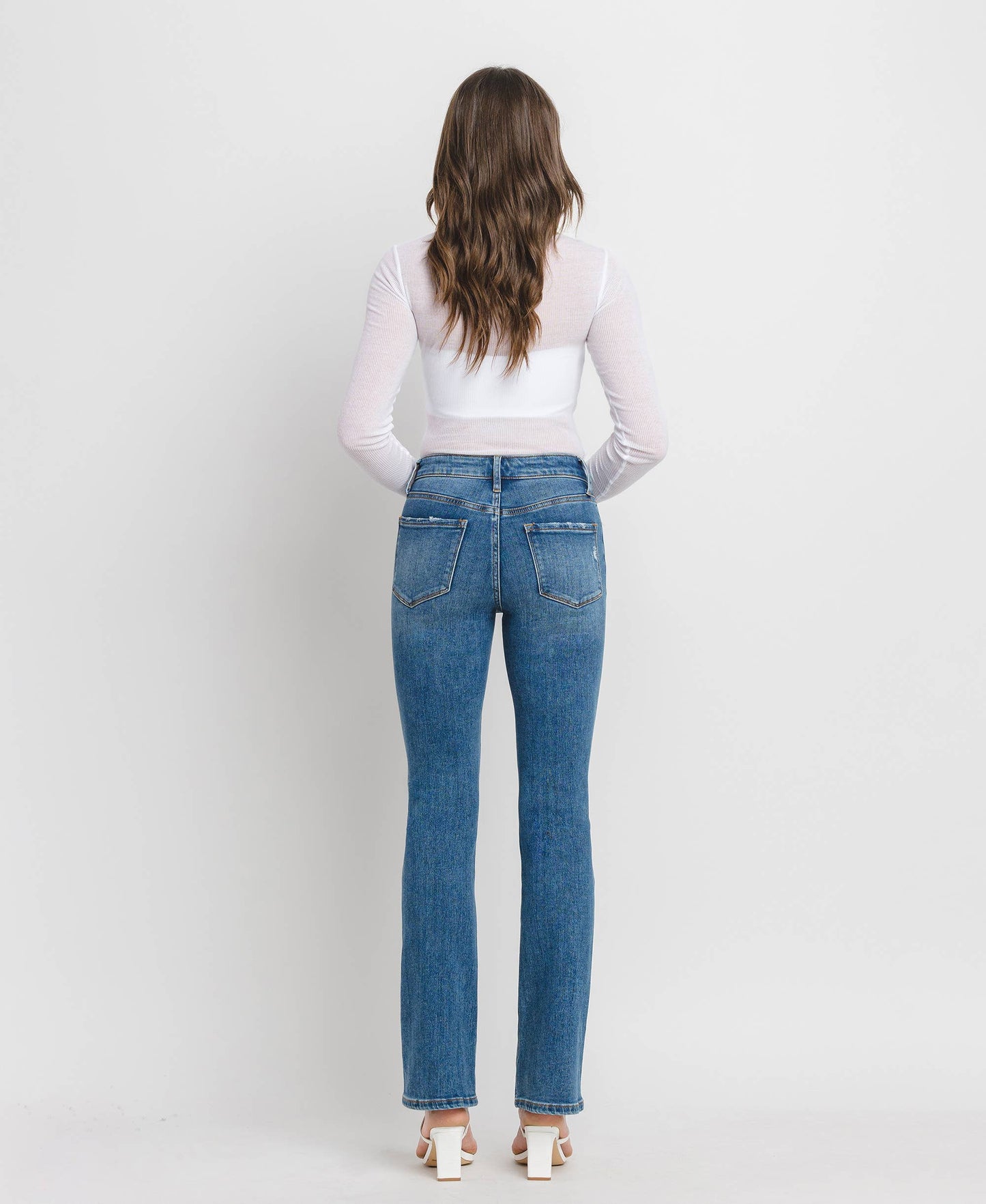 HIGH RISE BOOTCUT JEANS SHINING