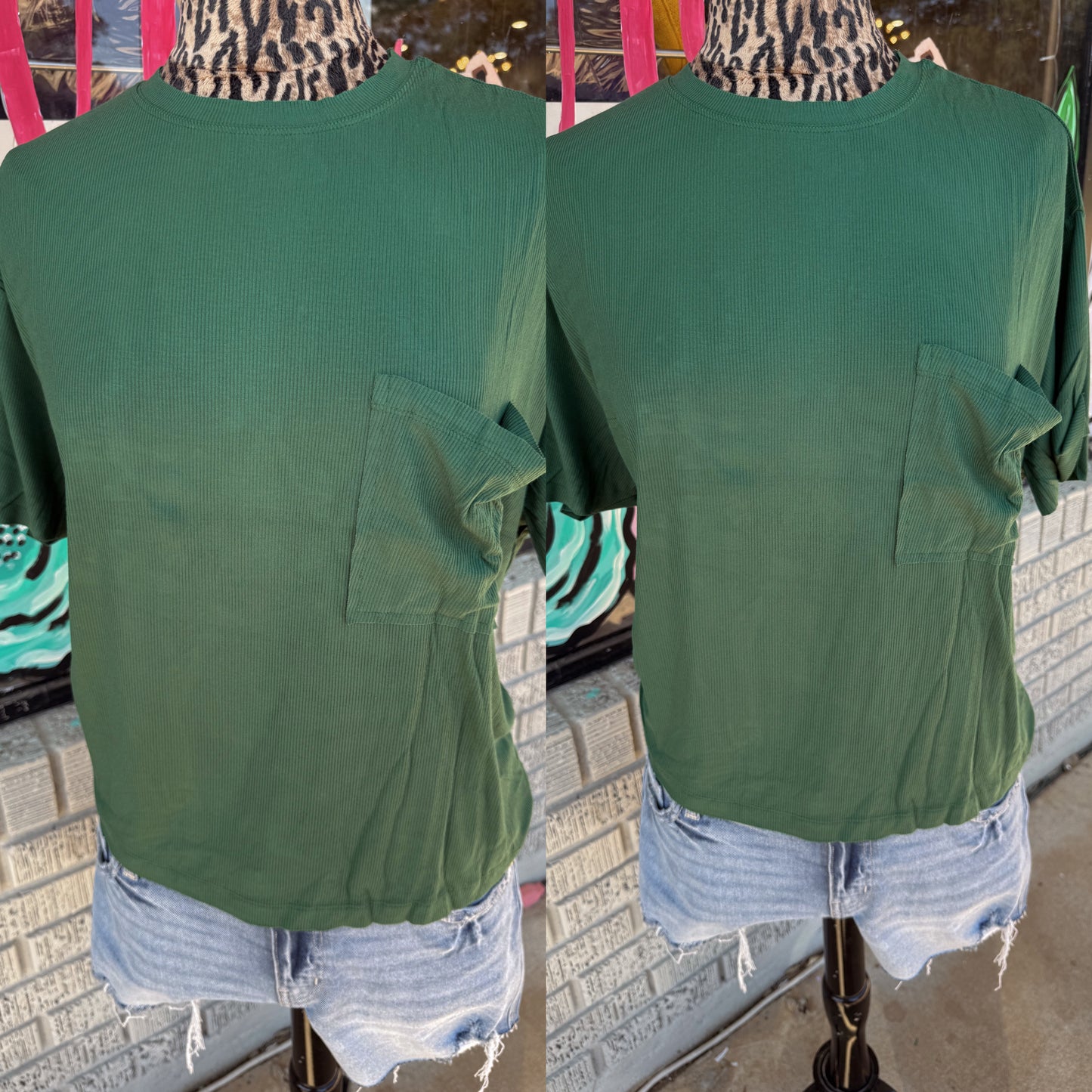 Oversized Ribbed Butter Soft Top - Green