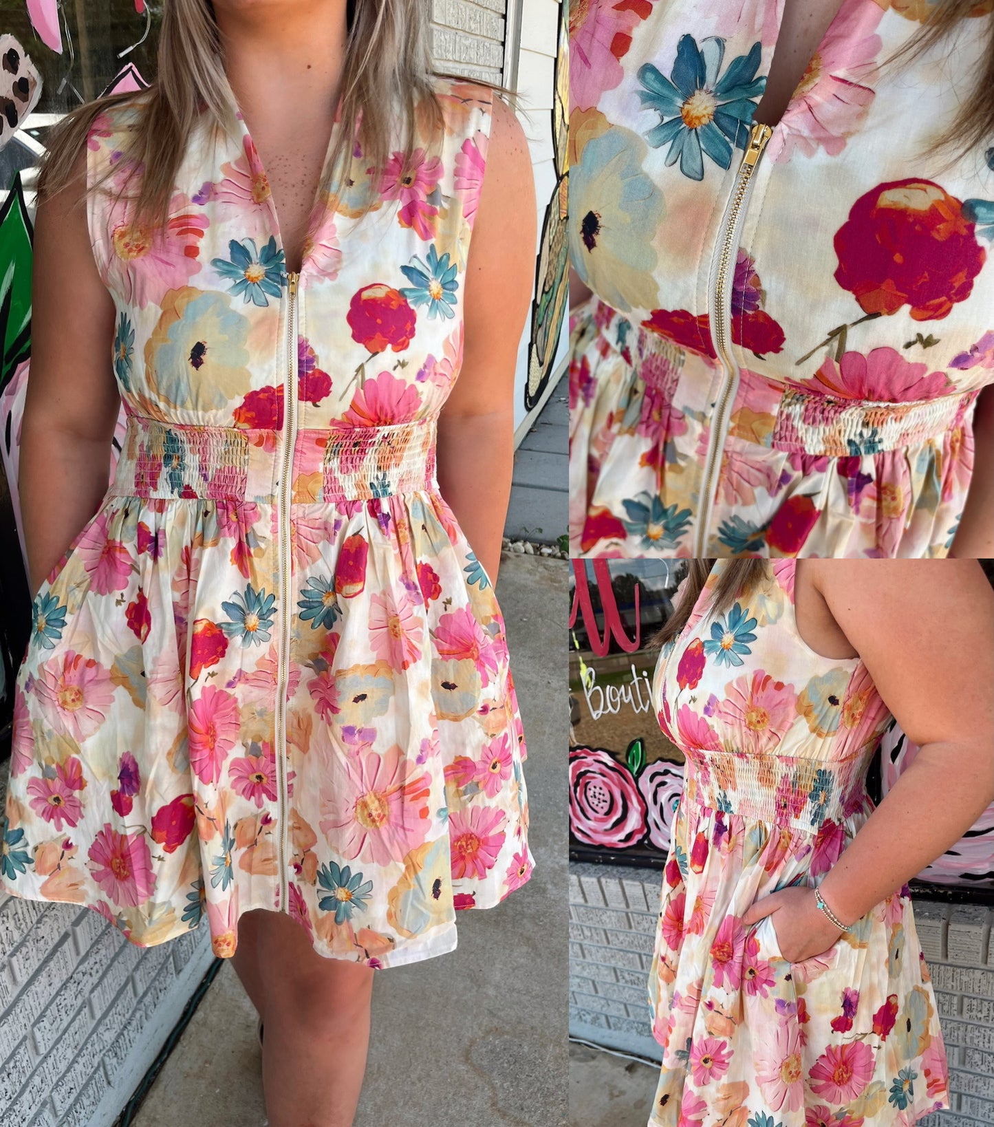 Floral Smocked Waist Dress