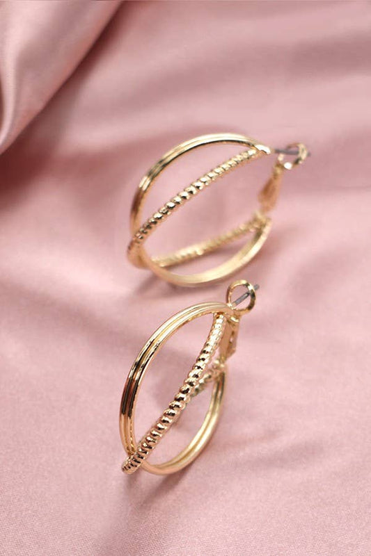 INTERTWINED HALF SPHERE HOOP EARRINGS | 31E03712: GOLD