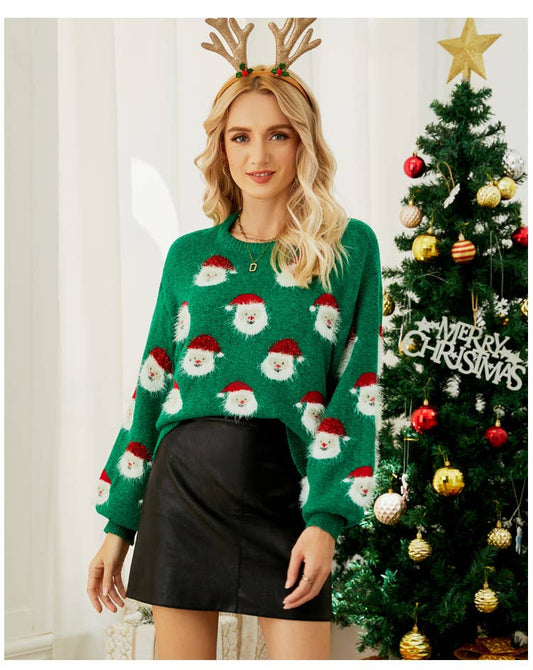 Women's Christmas Santa Print Sweater