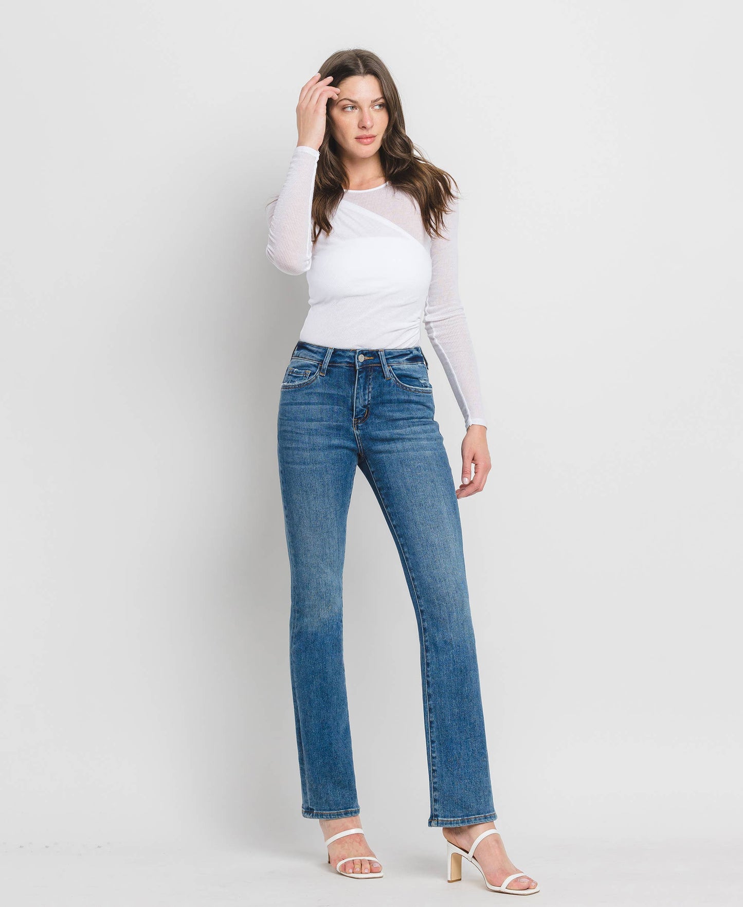 HIGH RISE BOOTCUT JEANS SHINING