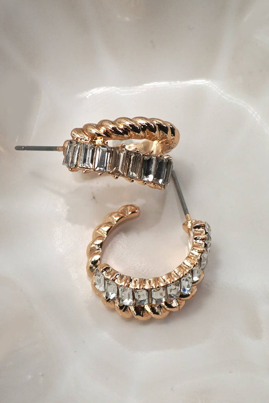 Rhinestone Huggie Hoops