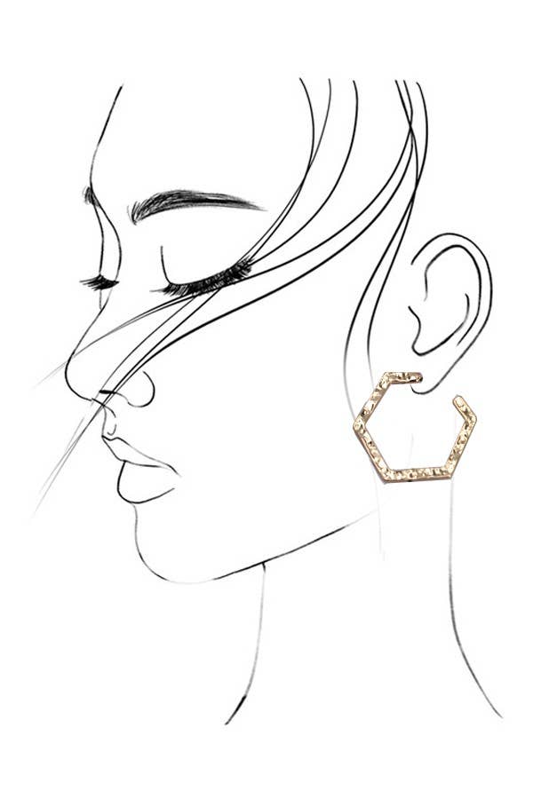 Hammered Hexagon Hoops