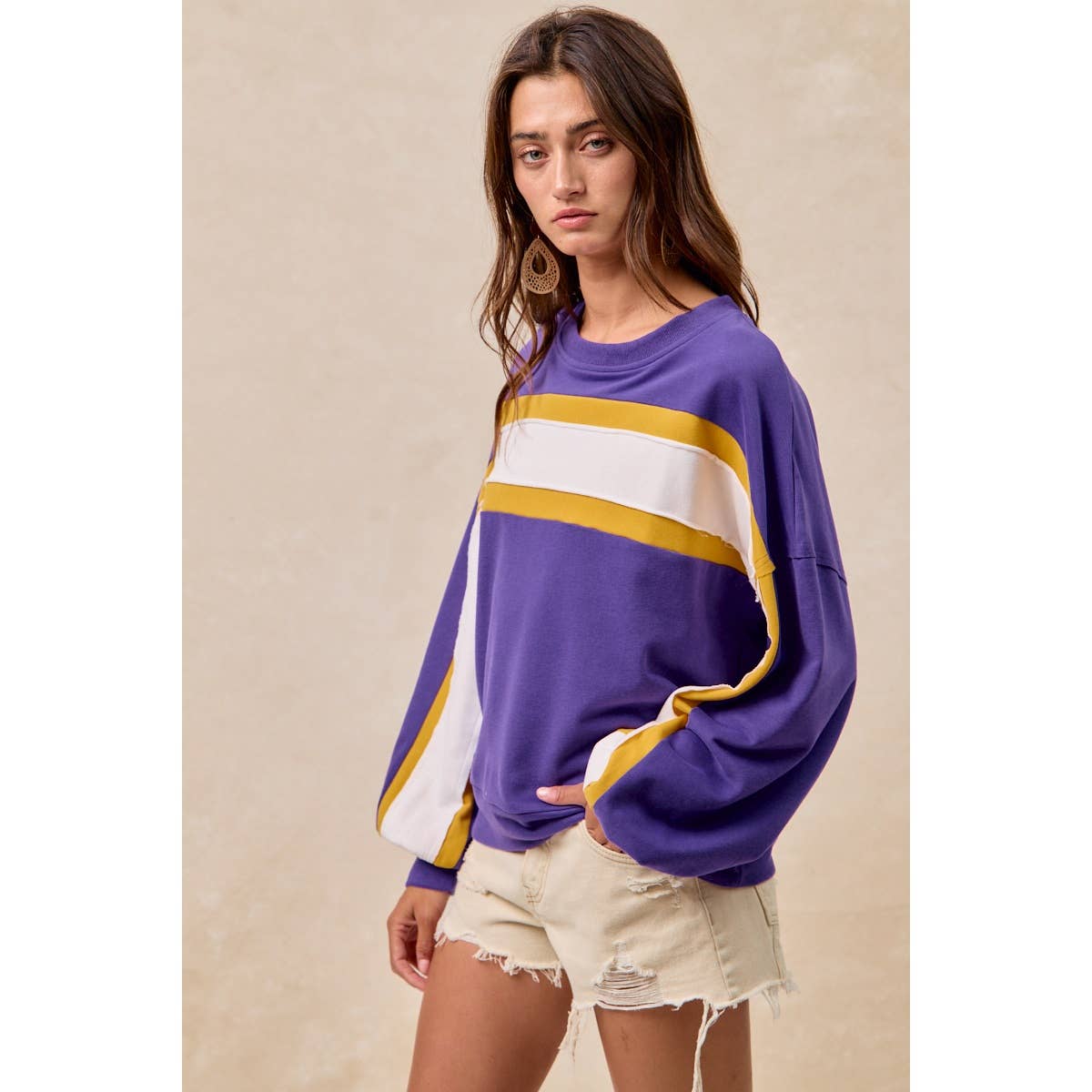 GAMEDAY THEME FRENCH TERRY COLOR BLOCK TOP: