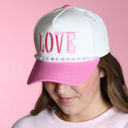 LOVE Hat - Pink w/ pearl charm