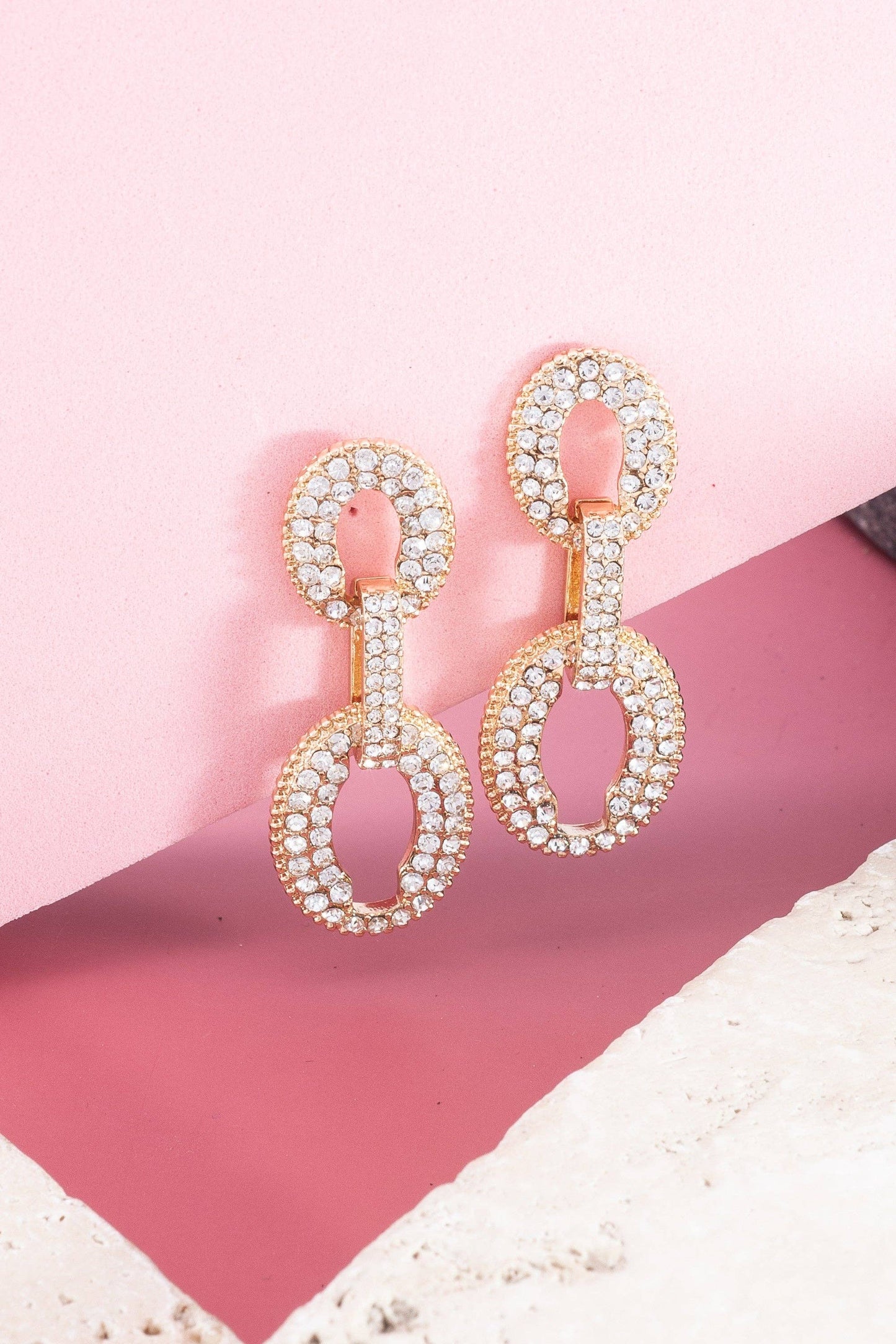 STATEMENT RHINESTONE DROP EARRINGS