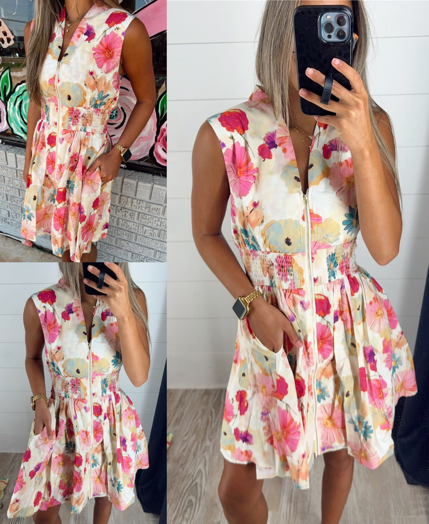 Floral Smocked Waist Dress