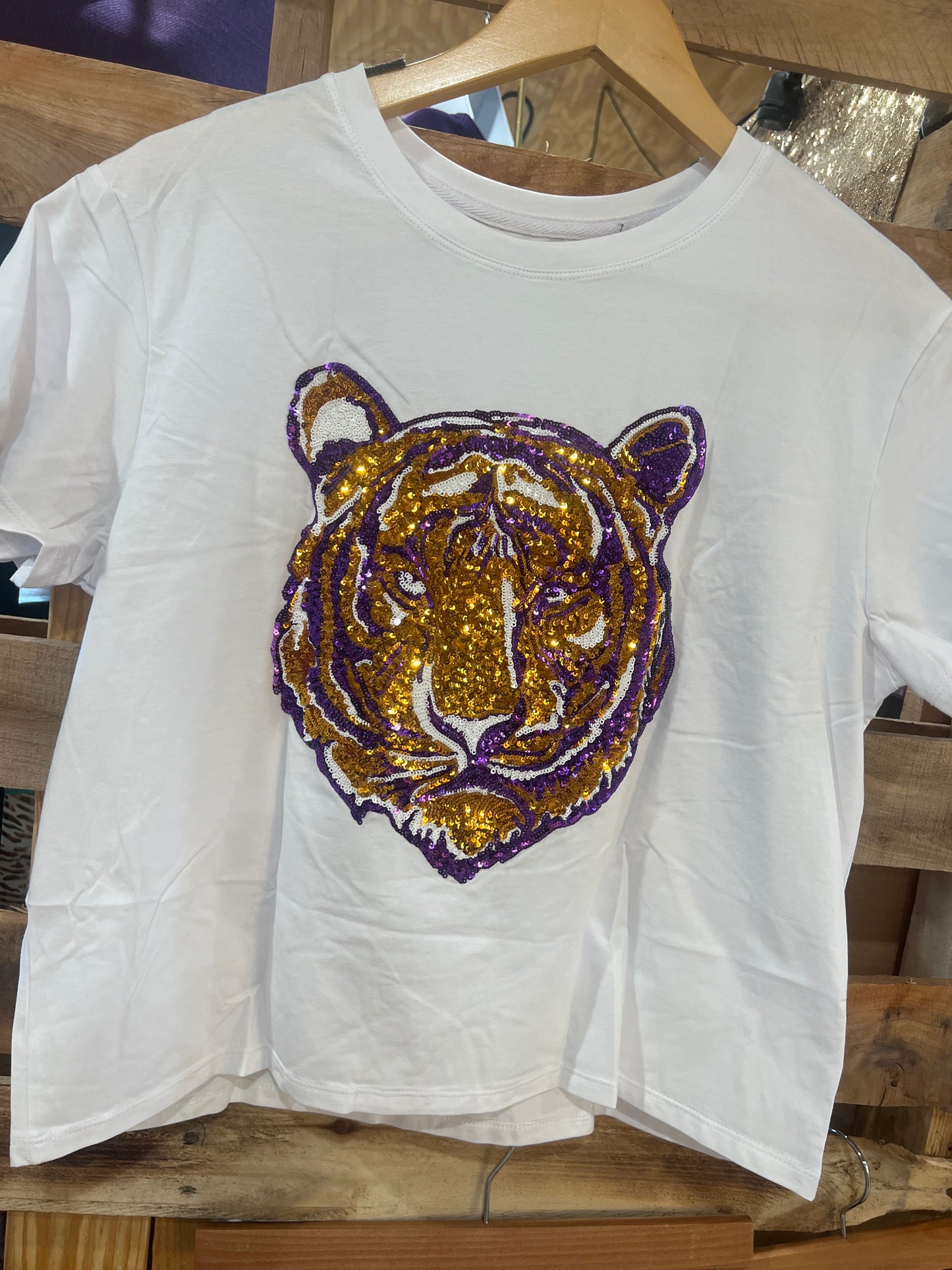 Sequin Tiger Face Boxy Tee