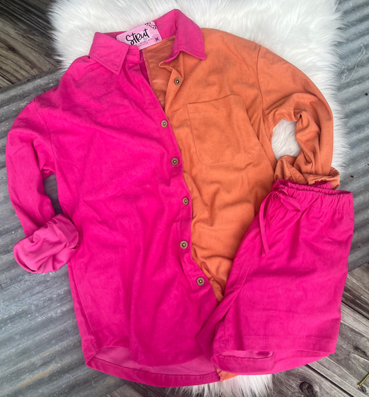 Pink/Orange Corduroy Set