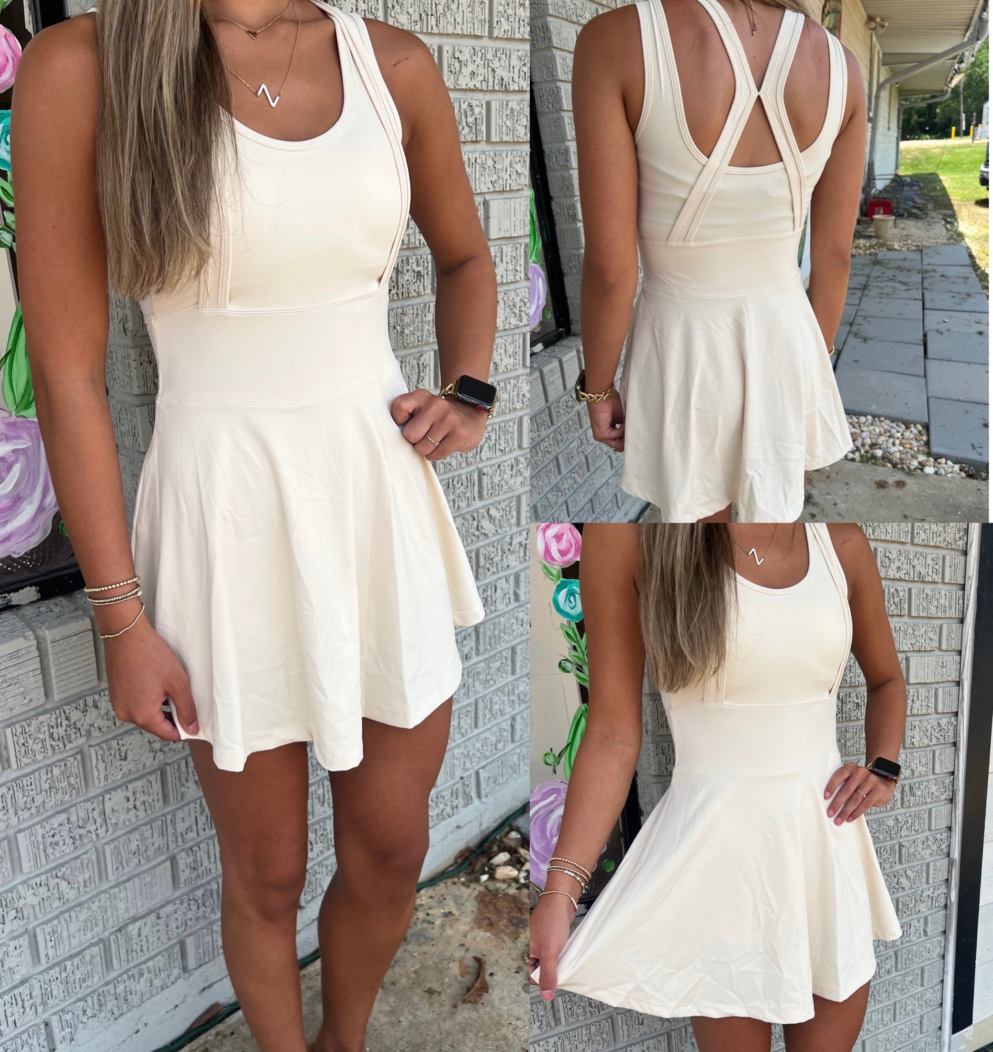 Stretchy Quick-dry tennis Dress-Beige