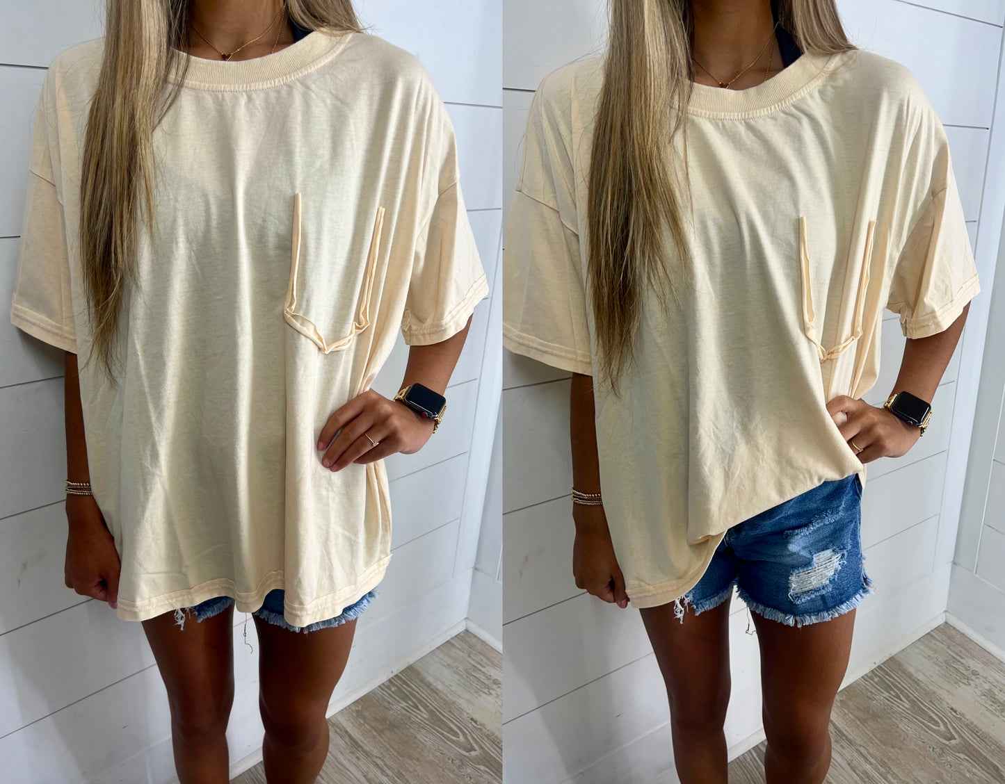 Oversized Washed Jersey Tee-Oatmeal