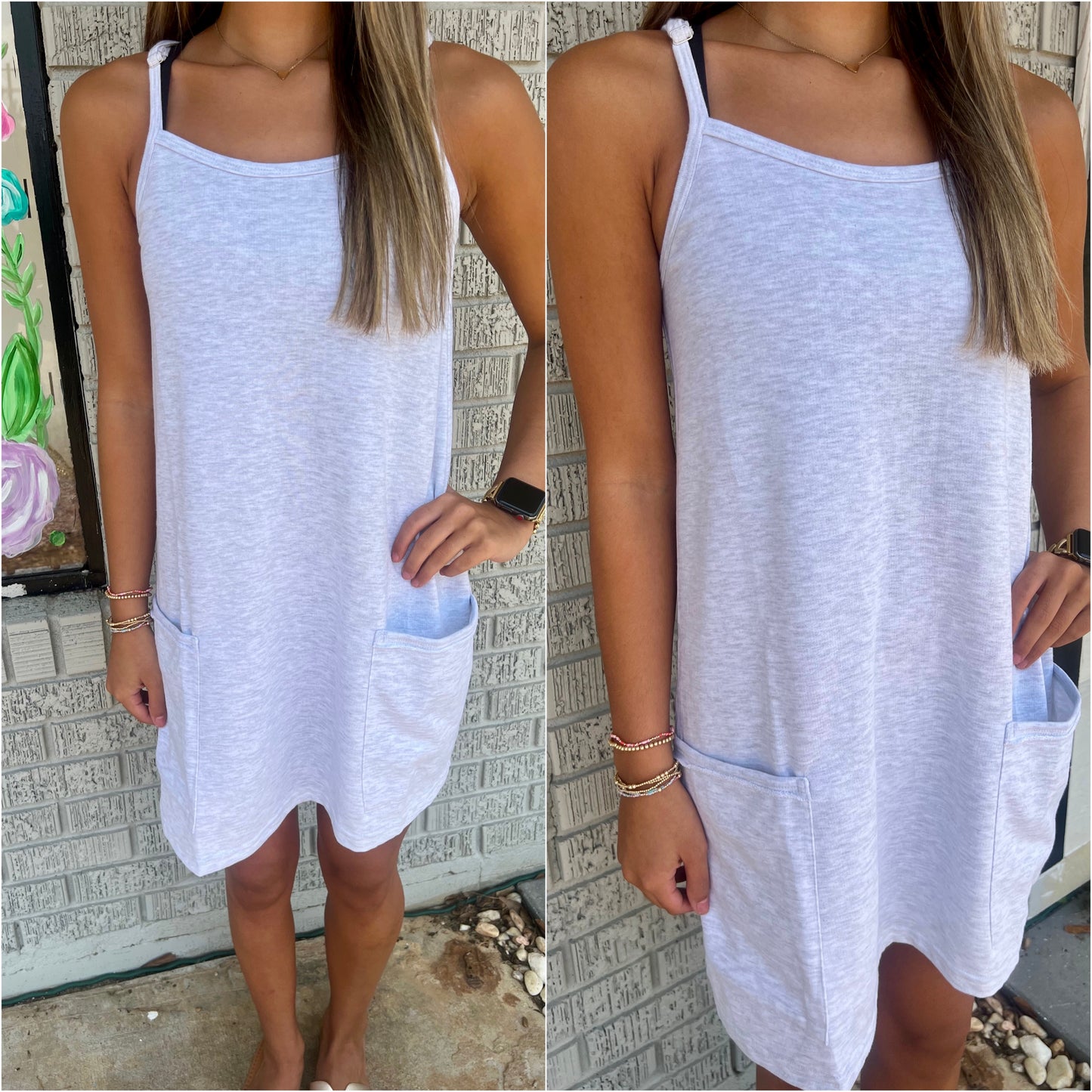 Heather Grey Cotton Terry Mini Dress