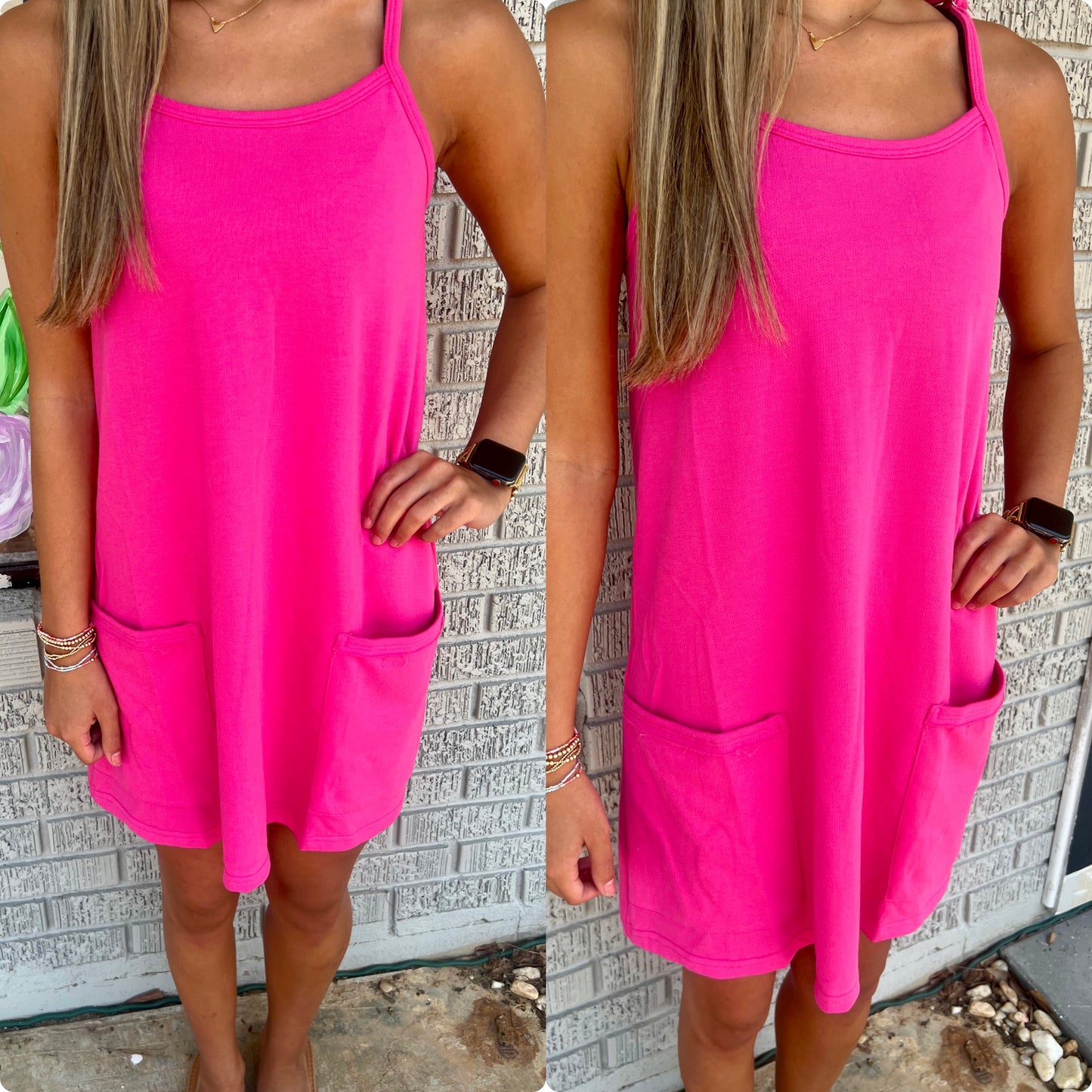 Fuchsia Cotton Terry Mini Dress