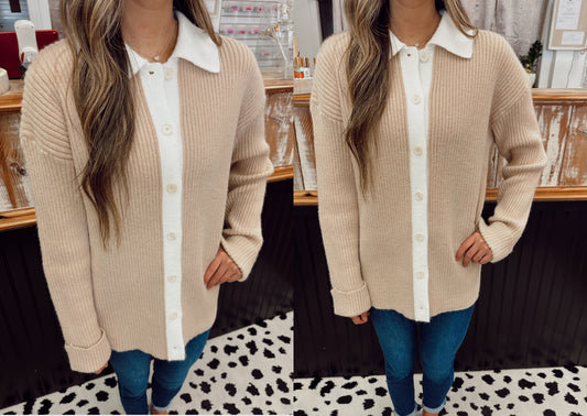 Two Toned Beige Cardigan