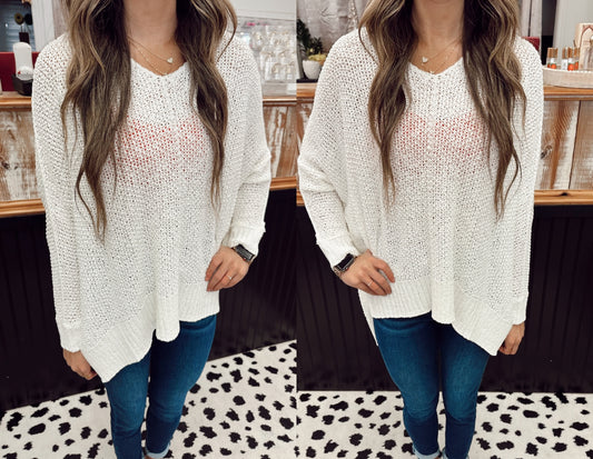 Dolman V-Neck Sweater - Ivory