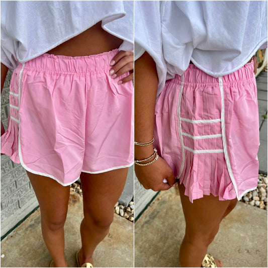 Prissy Pleated Side Pink Shorts