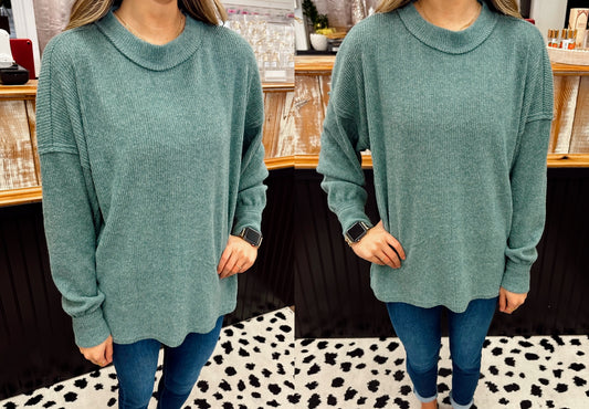 Drop Shoulder Sweater - Ash Jade