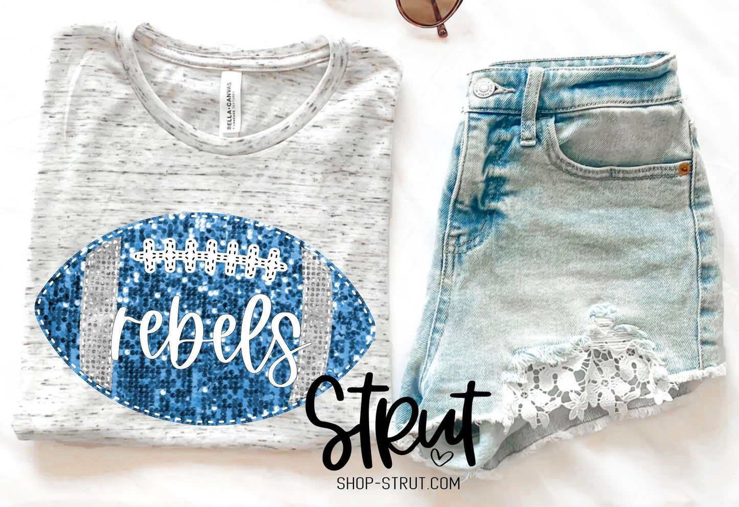 Sequin Rebels Football T-Shirt or Long Sleeve