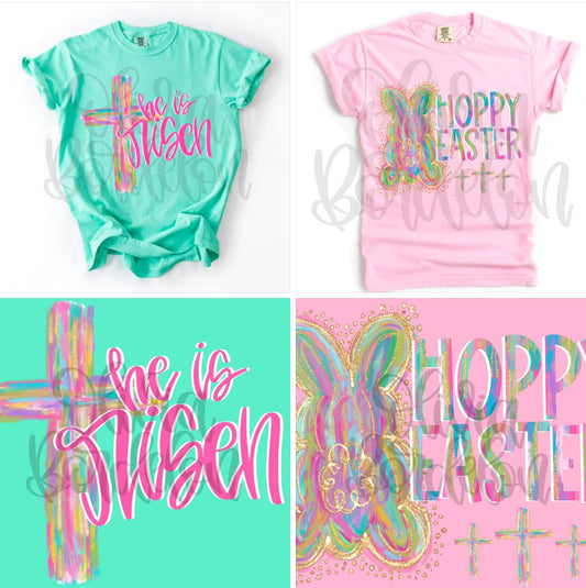 Watercolor Cross - He Is Risen || Bunny Hoppy Easter