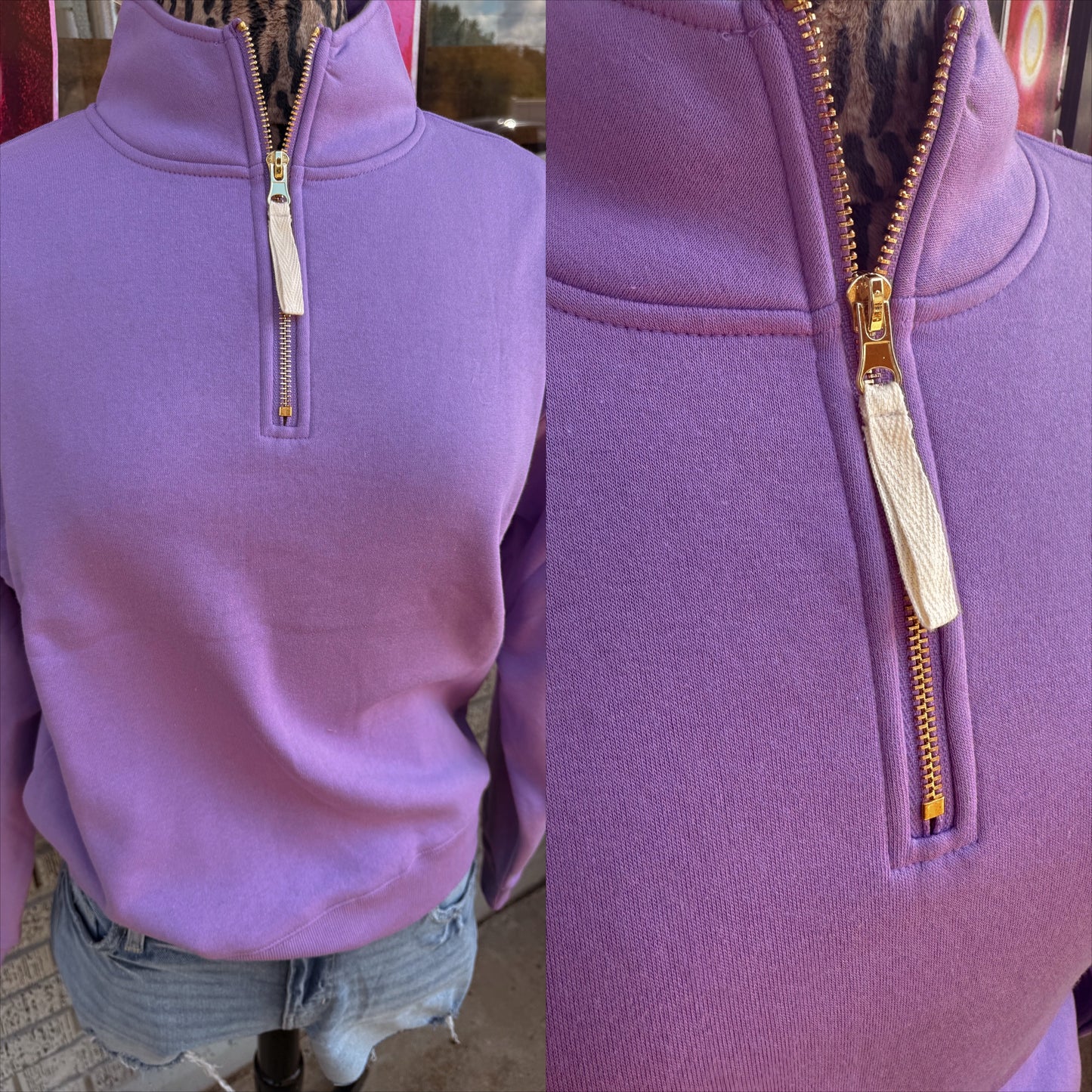 Lavender - Gold Zipper Quarter Zip Pullover