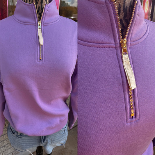 Lavender - Gold Zipper Quarter Zip Pullover