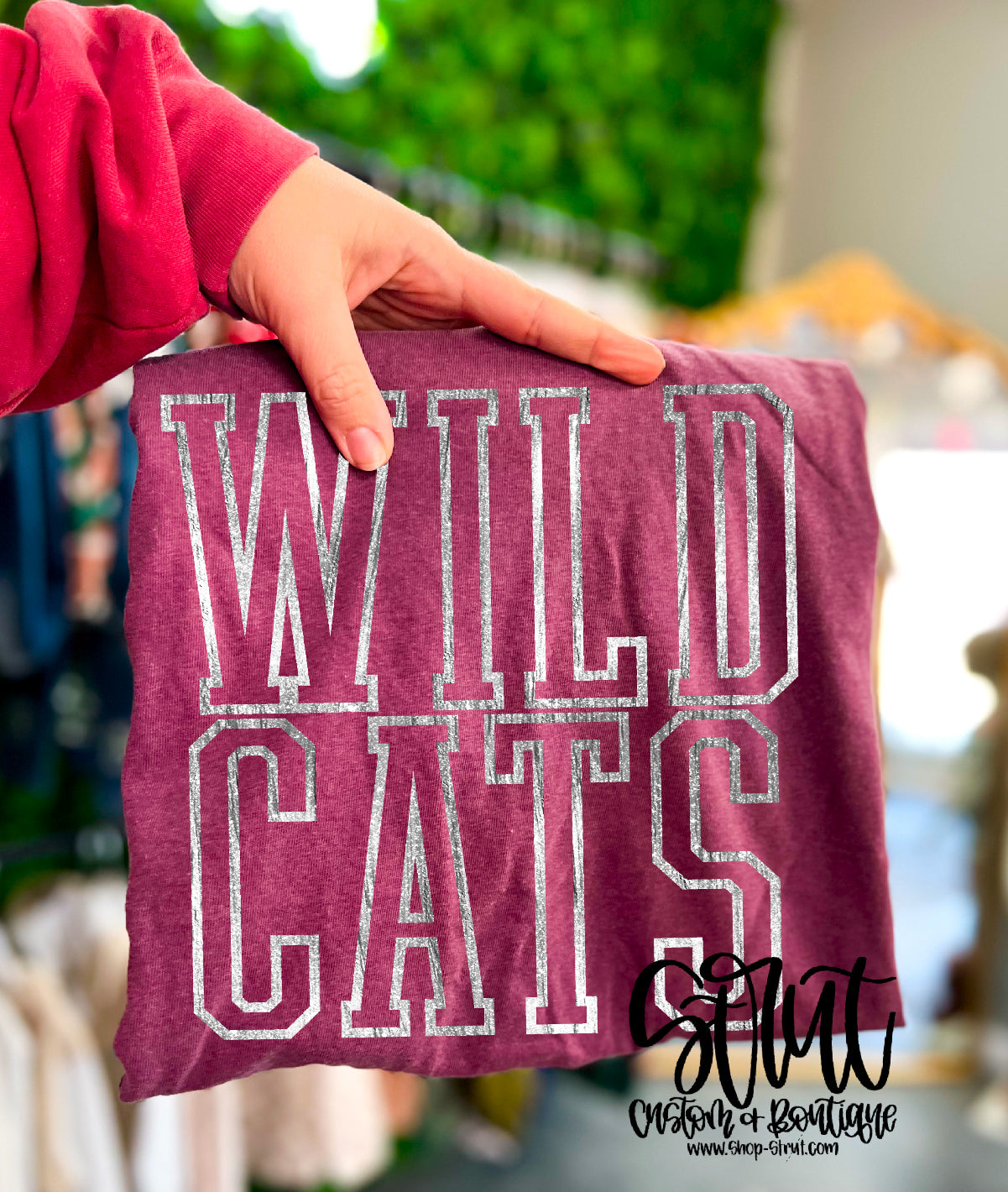 Wildcats Tall Mascot Tee - Central - Chili Tee