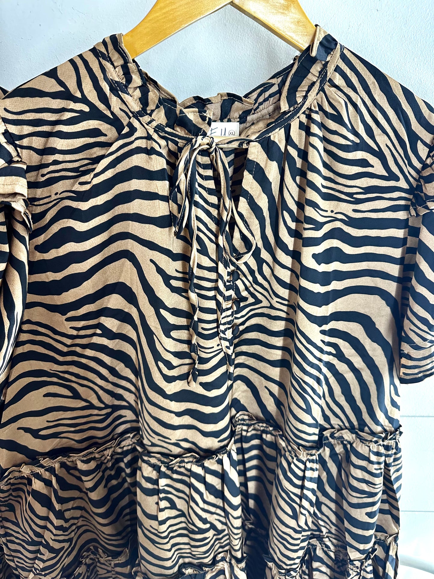 CURVY Zebra Print V-Neck Mini Dress